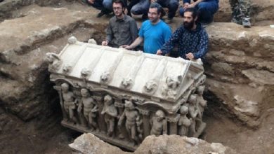 Photo of Ancient roman sarcophagus found at London building site
